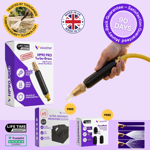HP90 PRO Turbo-Brass | High-Pressure Garden Hose Nozzle | Trusted by Thousands in the UK
