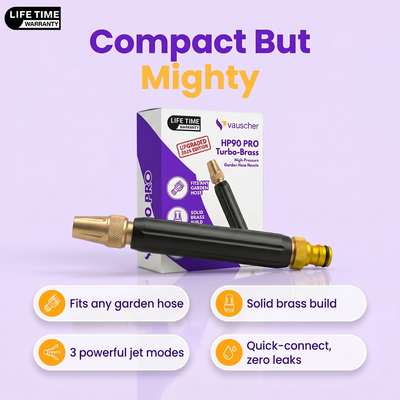 HP90 PRO Turbo-Brass | High-Pressure Garden Hose Nozzle | Trusted by Thousands in the UK
