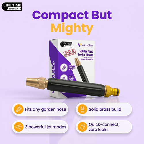 HP90 PRO Turbo-Brass | High-Pressure Garden Hose Nozzle | Trusted by Thousands in the UK