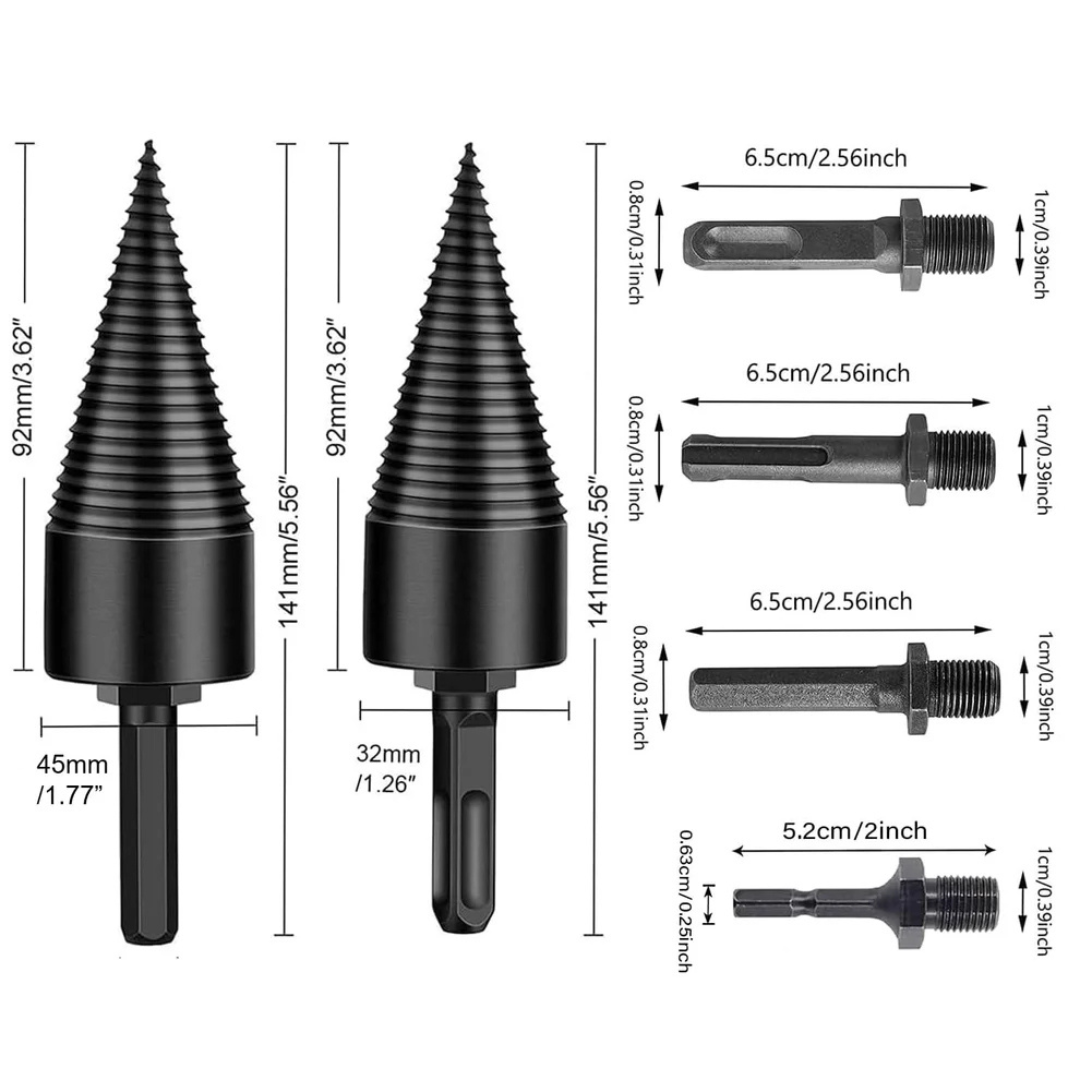 W70 PRO | The PowerCone Wood Splitter for Drill Drivers | Titanium Splitting Cone