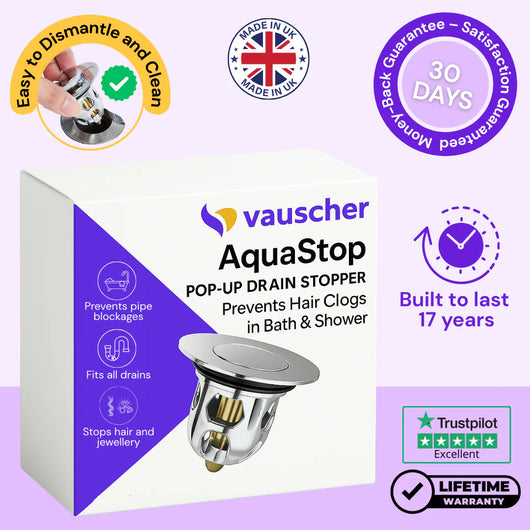 AquaStop ~ Pop-up Drain Stopper Prevents Hair Clogs in Bath & Shower