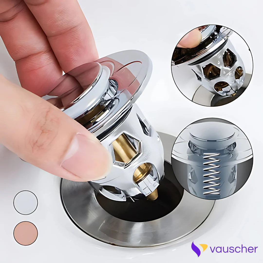 AquaStop ~ Pop-up Drain Stopper Prevents Hair Clogs in Bath & Shower