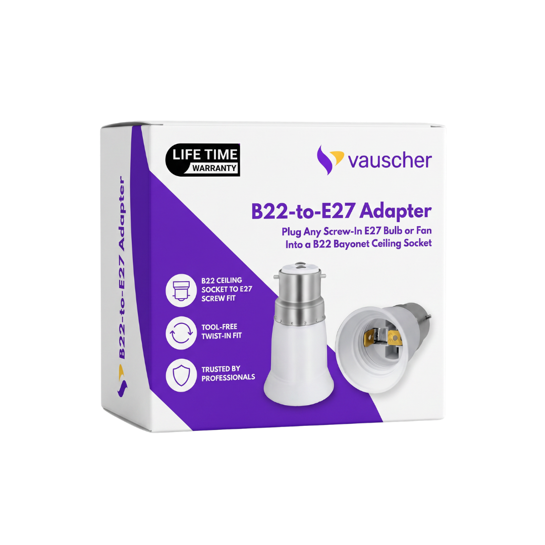 B22 to E27 Adapter - Plug Any Screw-In Bulb into a Bayonet Ceiling Socket
