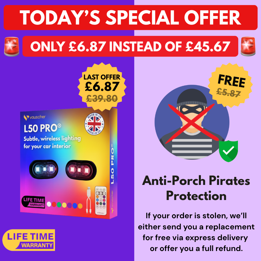 L50 PRO™ | Subtle, wireless lighting for your car interior + Anti-Porch Pirates Protection
