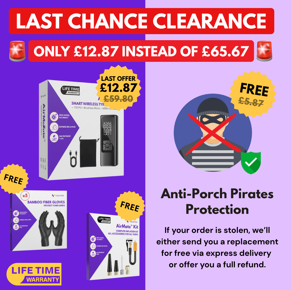 AirMate™ – Smart Wireless Tyre Inflator + Anti-Porch Pirates Protection