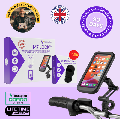 M7 Lock™ | Universal 360° Waterproof Phone Mount for Bikes, Motorcycles & Scooters
