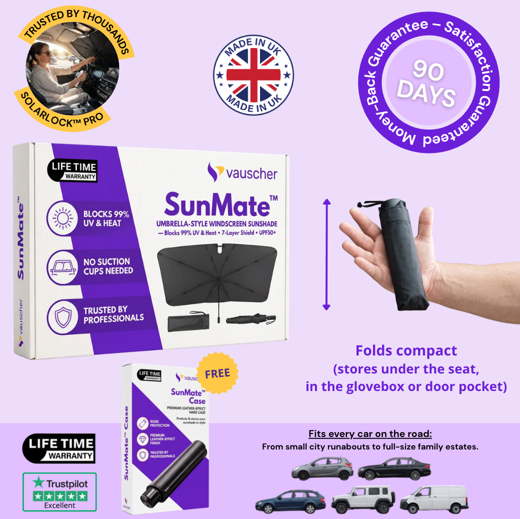 SunMate™ | Car Sunshade | No Suction Cups, Never Falls Off | Blocks 99% UV & Heat