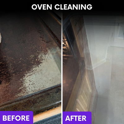 Before and after oven cleaning with the S90 PRO steam cleaner