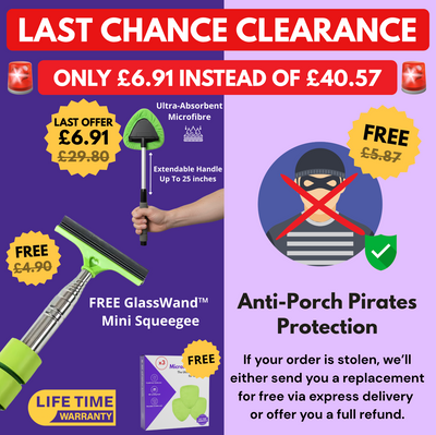 GlassWand™ - Tool for Crystal-Clear Windscreens + GlassWand™ Mini Squeegee + Anti-Porch Pirates Protection
