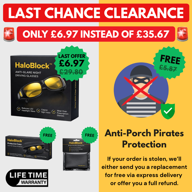 HaloBlock™ | Anti-Glare Night Driving Glasses + Anti-Porch Pirates Protection