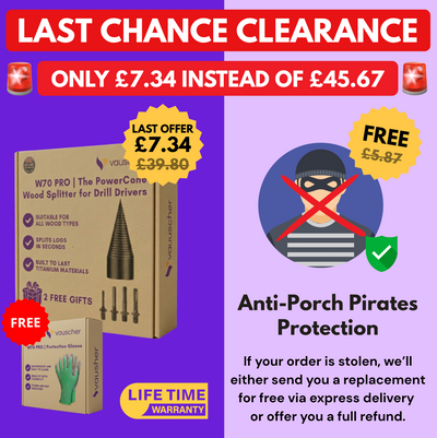 W70 PRO | The PowerCone Wood Splitter for Drill Drivers + Anti-Porch Pirates Protection