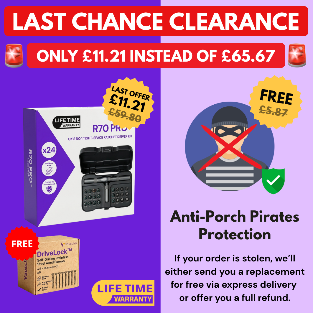 R70 PRO | The Tight-Space Ratchet Driver Kit + Anti-Porch Pirates Protection