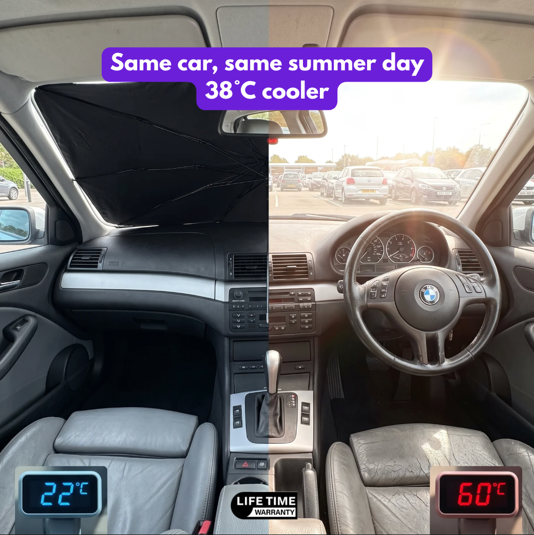 SunMate™ | Car Sunshade | No Suction Cups, Never Falls Off | Blocks 99% UV & Heat