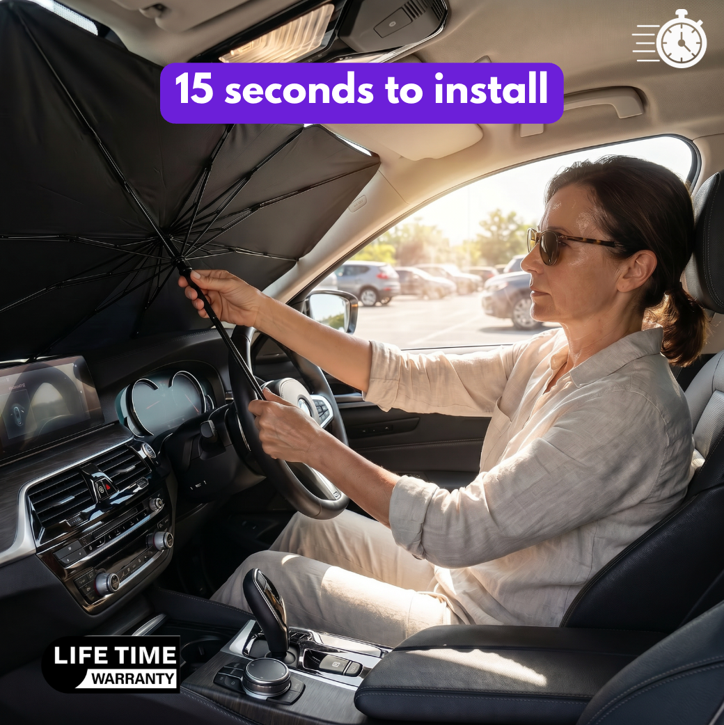 SunMate™ | Car Sunshade | No Suction Cups, Never Falls Off | Blocks 99% UV & Heat