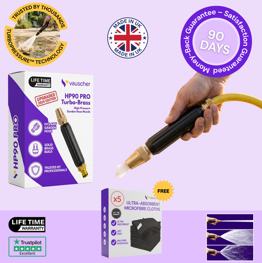 HP90 PRO Turbo-Brass | High-Pressure Garden Hose Nozzle | Trusted by Thousands in the UK
