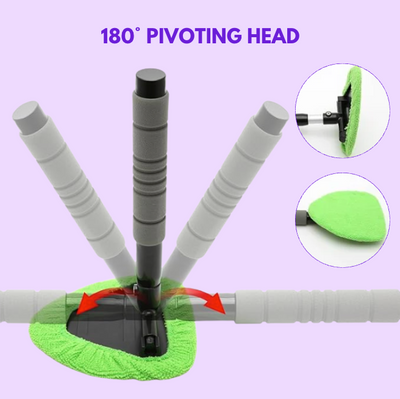 GlassWand head pivoting 180° on the handle to reach every angle of the windscreen