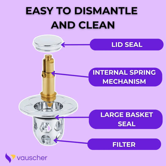 AquaStop ~ Pop-up Drain Stopper Prevents Hair Clogs in Bath & Shower