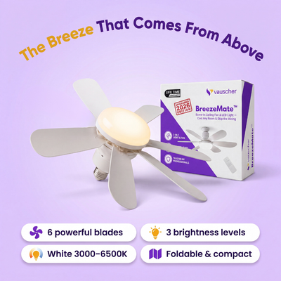 BreezeMate™ | Screw-In Ceiling Fan & LED Light – Cool Any Room & Skip the Wiring
