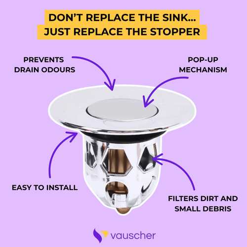 AquaStop - Universal Pop-up Drain Stopper Prevents Hair Clogs in Bath & Shower