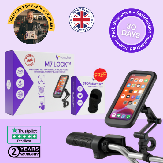 M7 Lock™ | Universal 360° Waterproof Phone Mount for Bikes, Motorcycles & Scooters