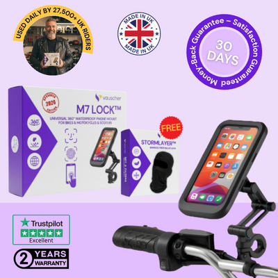 M7 Lock™ | Universal 360° Waterproof Phone Mount for Bikes, Motorcycles & Scooters