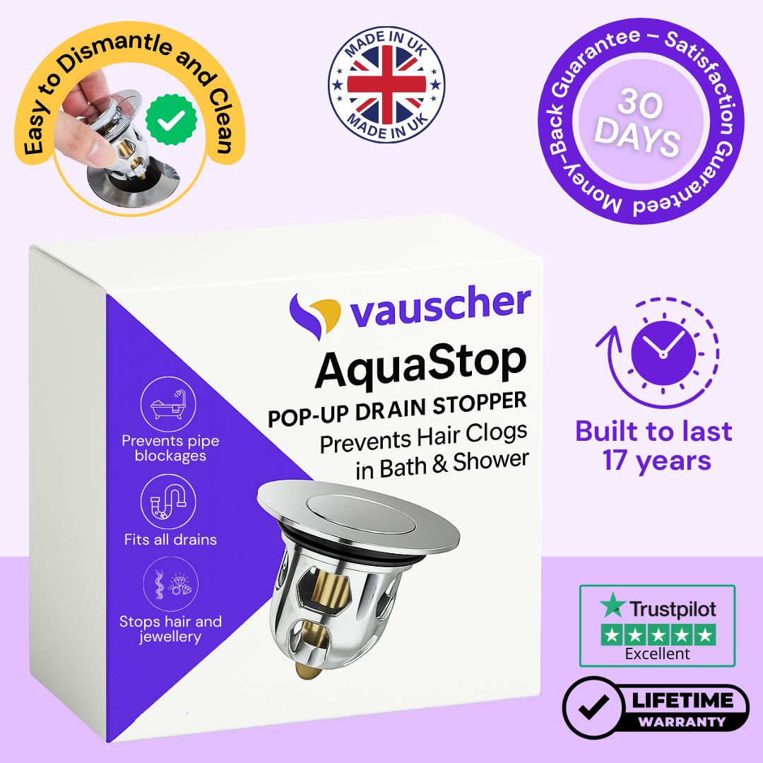 AquaStop - Universal Pop-up Drain Stopper Prevents Hair Clogs in Bath & Shower