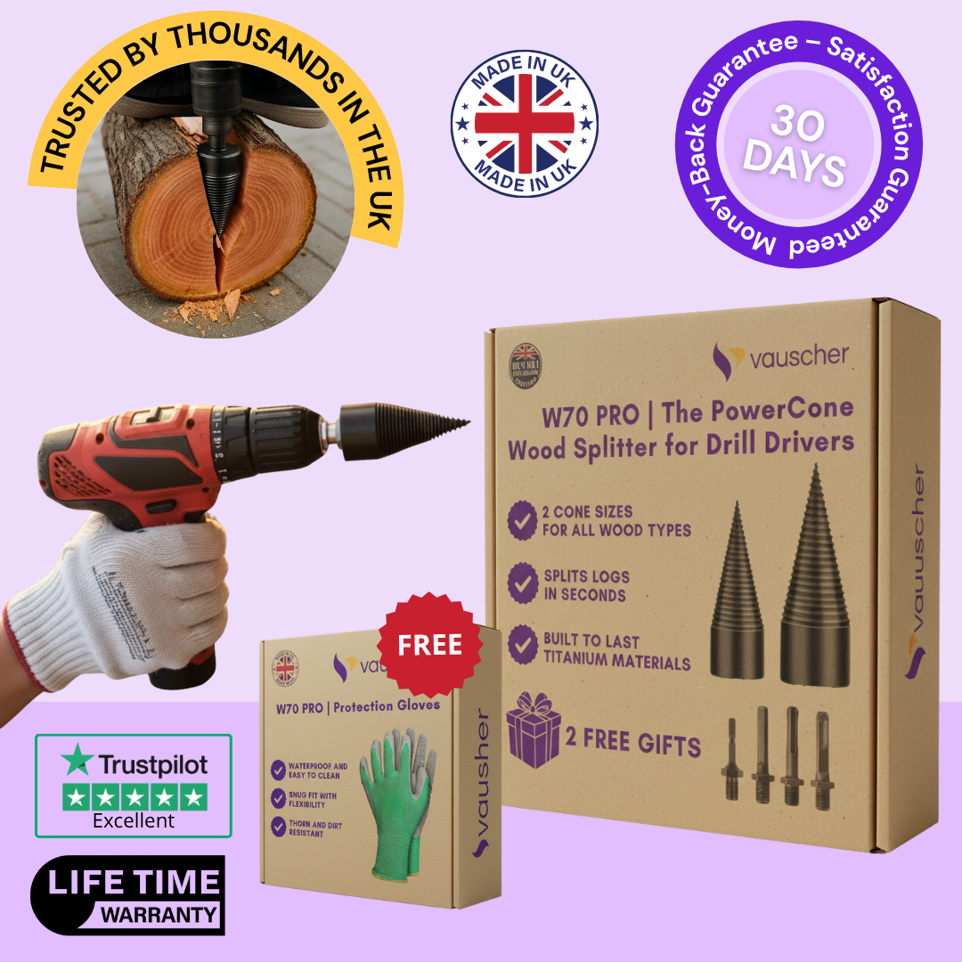 W70 PRO | The PowerCone Wood Splitter for Drill Drivers | Titanium Splitting Cone